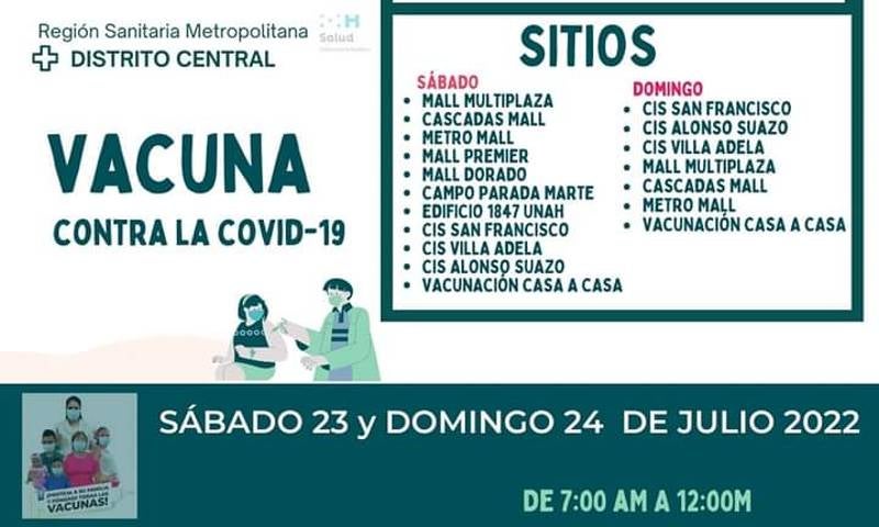 vacunación sábado 23 de julio Honduras