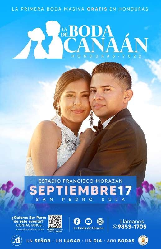 Información sobre las bodas masivas que se harán en San Pedro Sula.