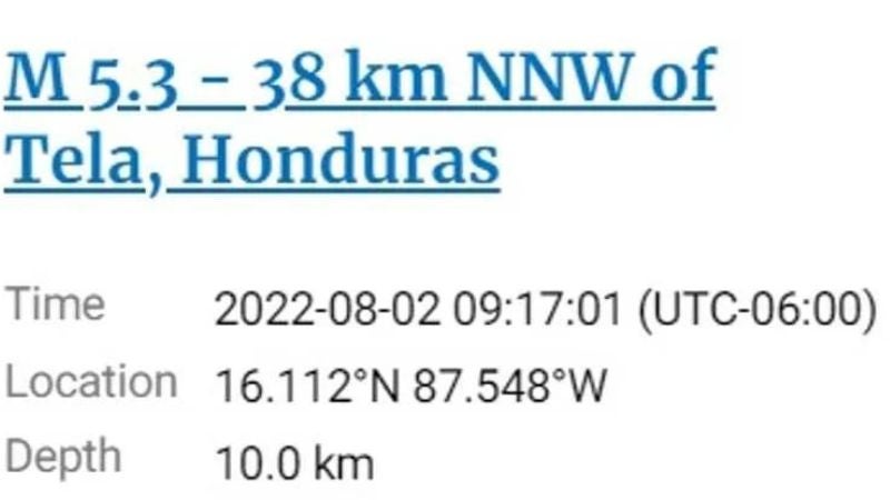 cómo se dio el sismo en Honduras