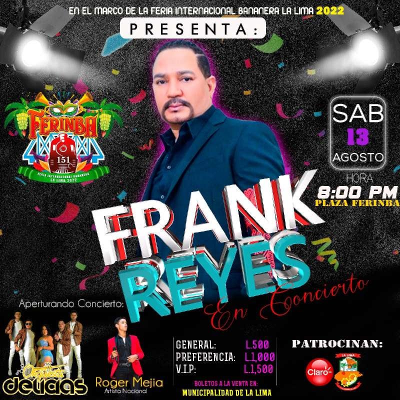 Detalles del concierto de Frank Reyes.