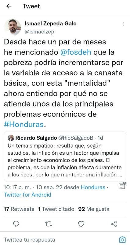 Ismael Zepeda también reaccionó al comentario del ministro.