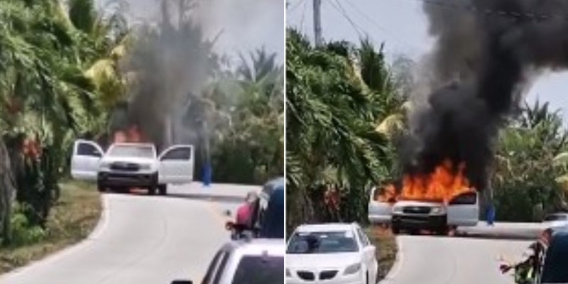 carro se incendia en Chamelecón