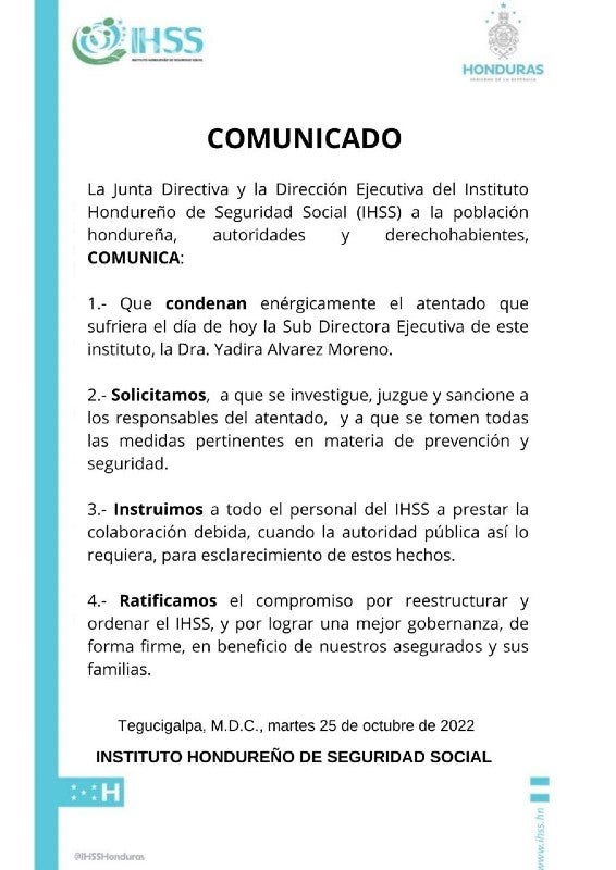 Comunicado IHSS