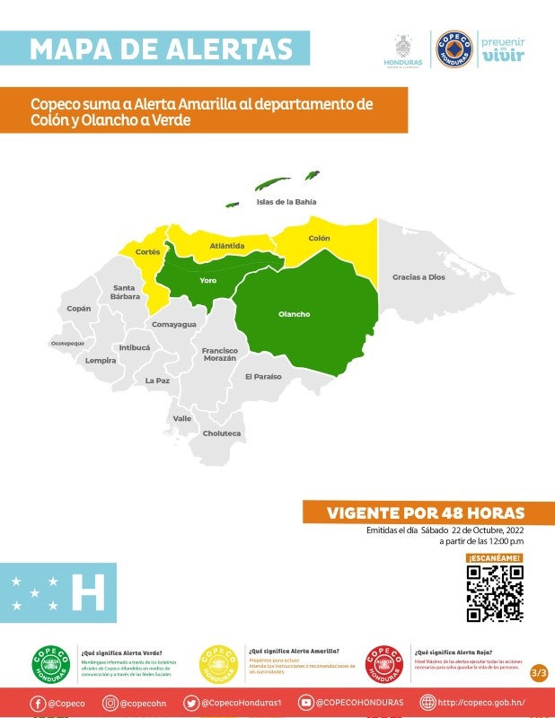 Mapa de alertas de COPECO.