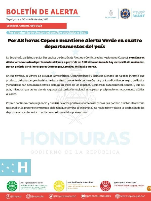 alerta verde Honduras