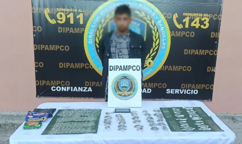 Cae miembro MS por droga en Tegucigalpa