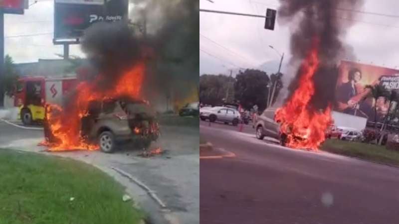 Camioneta ford se incendia en SPS
