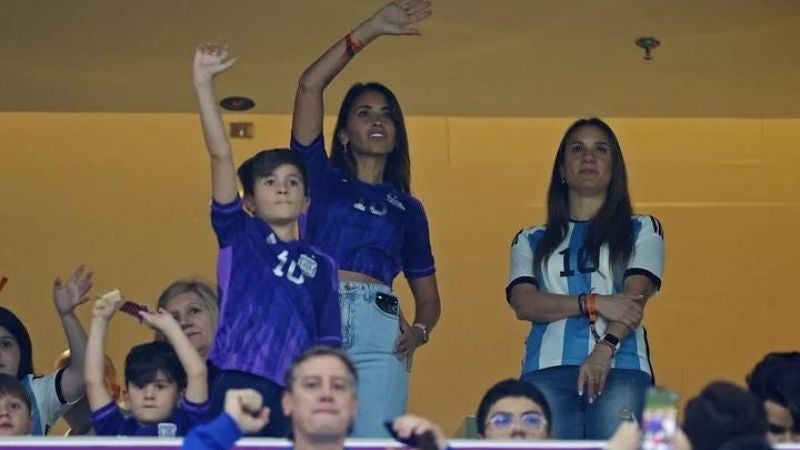 celebración de Antonela por gol de Messi