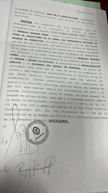 Documento compartido por el Ministerio Público (MP).