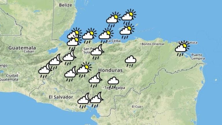 Se esperan lluvias leves en el norte, oriente y centro de Honduras