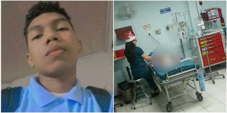 joven herido con bala en su cráneo