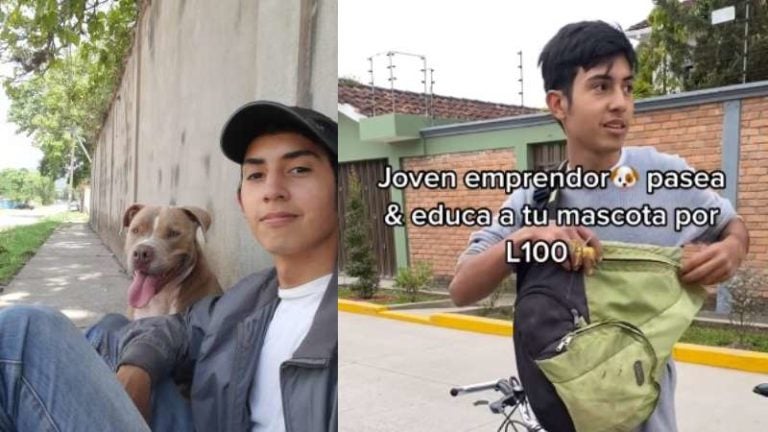 Joven que pasea perros en Siguatepeque