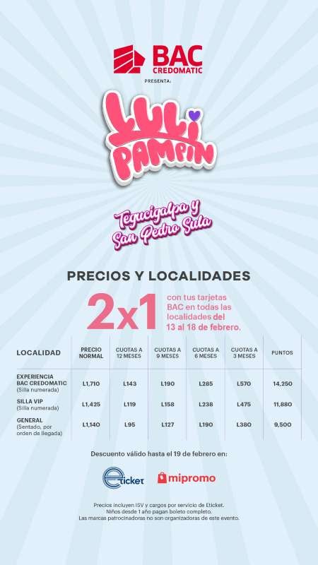 Detalles sobre los precios y localidades para ver a Luli Pampín.