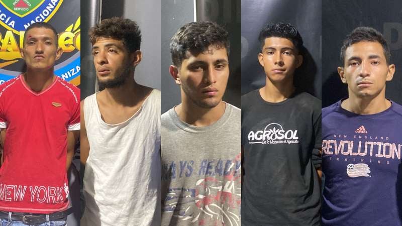 Rostros de los cinco detenidos.