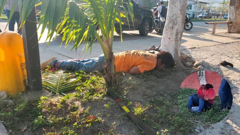 Pobladores golpearon a un sujeto que agredió a su expareja con un machete en San Pedro Sula.