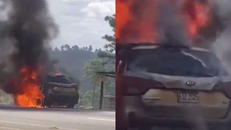 Kia se incendia en la Cuesta de la Virgen