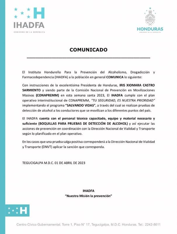 Comunicado alcoholemia