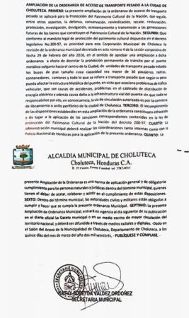 Prohibido el paso de vehículos pesados en puente colgante de Choluteca