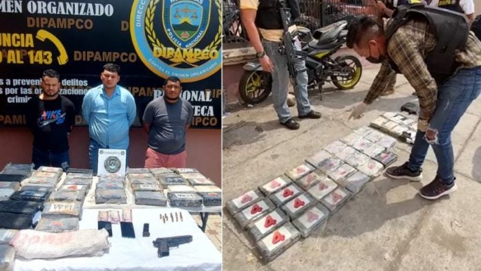 Capturan hombres cocaína Choluteca