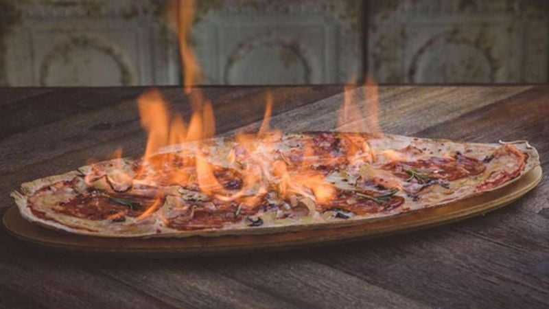 Pizza flambeada incendio Madrid