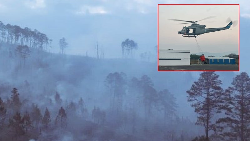 helicóptero incendio en La Tigra