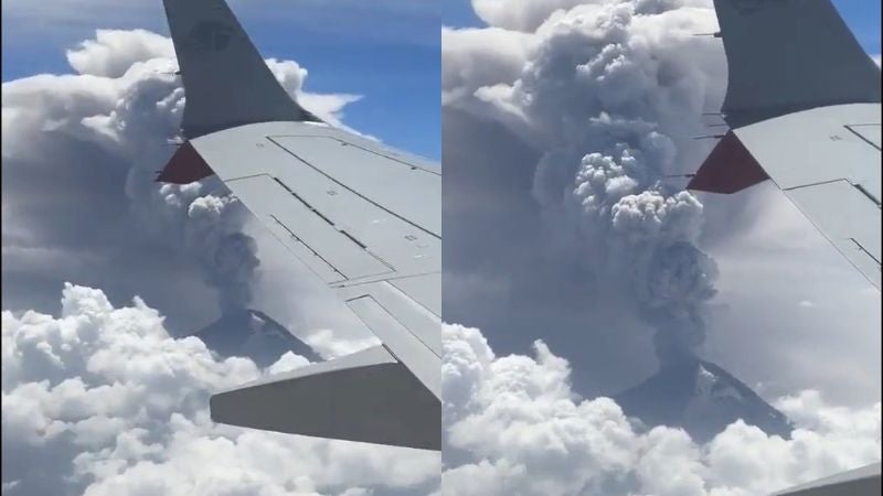 Vídeo avión erupción volcán