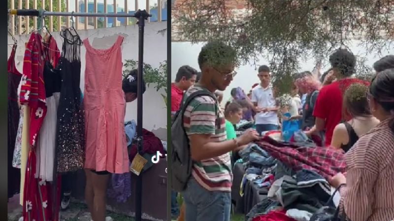 Capitalinos participan en intercambio de ropa usada