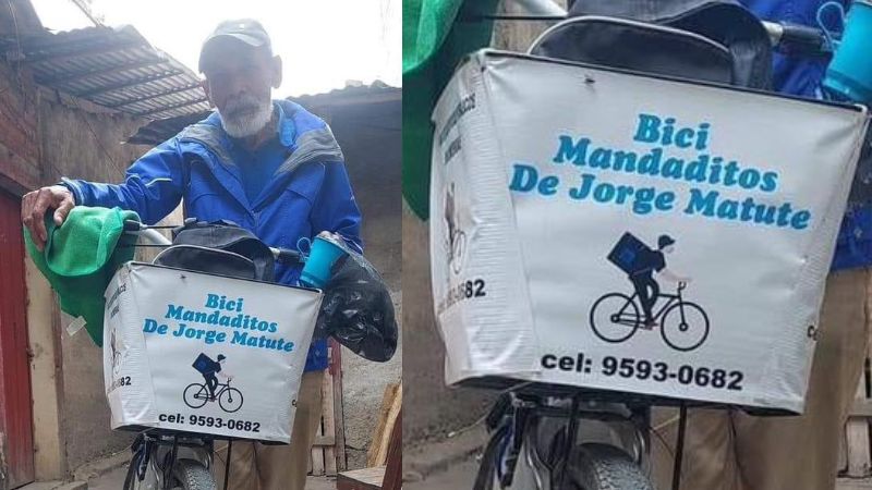 Señor de 77 años hace mandados en bici en Danlí