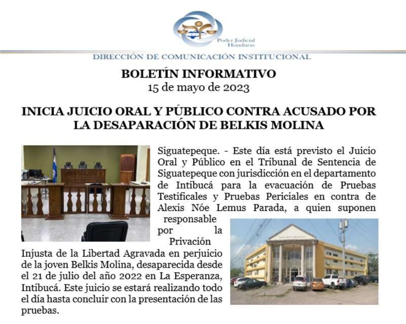 Boletín informativo del Poder Judicial.