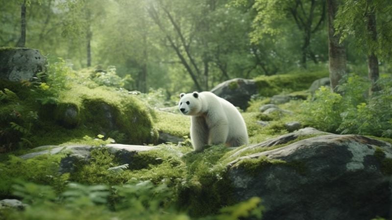  Captan a raro panda gigante albino en una reserva natural china