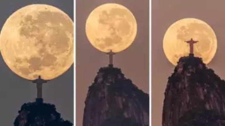 Fotógrafo espera 2 años para captar al Cristo Redentor "cargando" la Luna