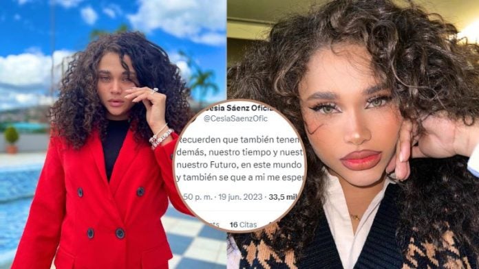 Cesia Sáenz triste