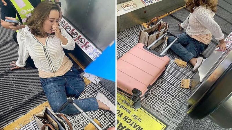 Mujer pierde la pierna tras quedar atorada en una banda de aeropuerto