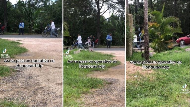 «Genio»: Hondureño carga su moto para evadir un operativo policial