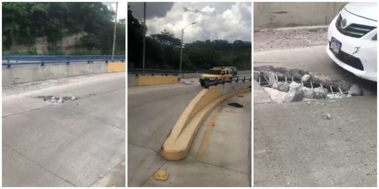 Enorme «cráter» pone en riesgo a conductores en Tegucigalpa