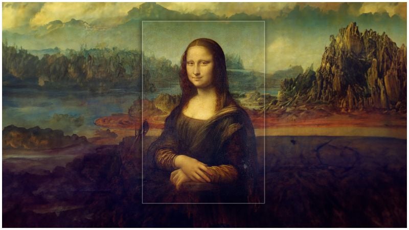 Mona Lisa con paisaje tras retoque con inteligencia artificial.  