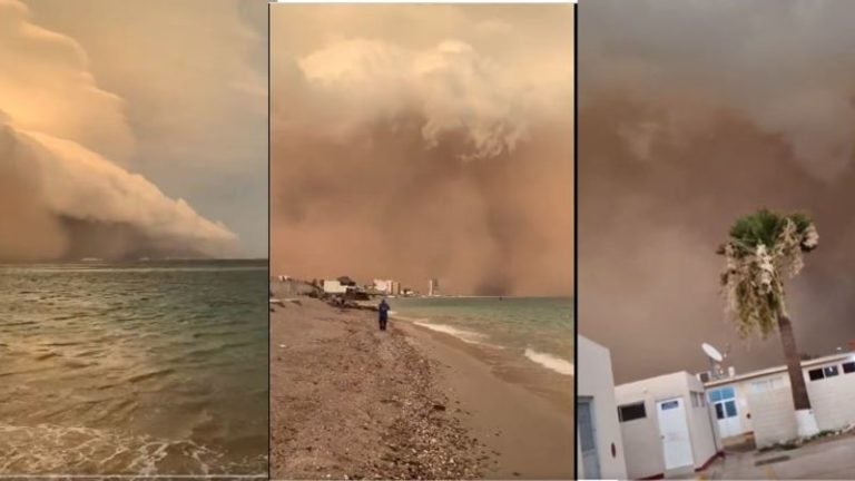 Impresionante tormenta de arena deja daños en Sonora, México