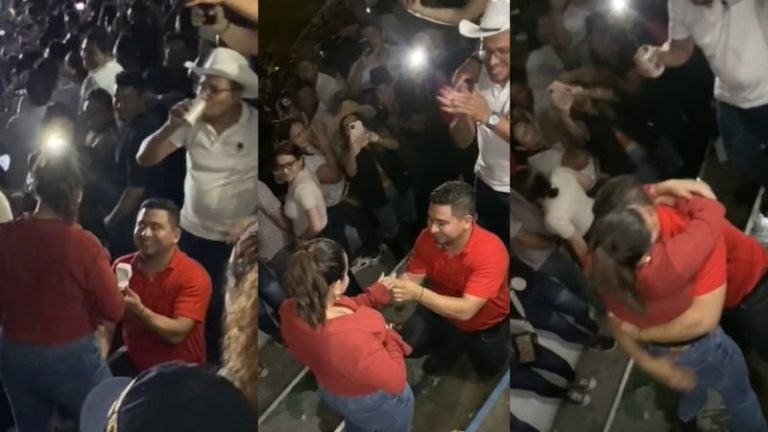 piden matrimonio en concierto Grupo Firme