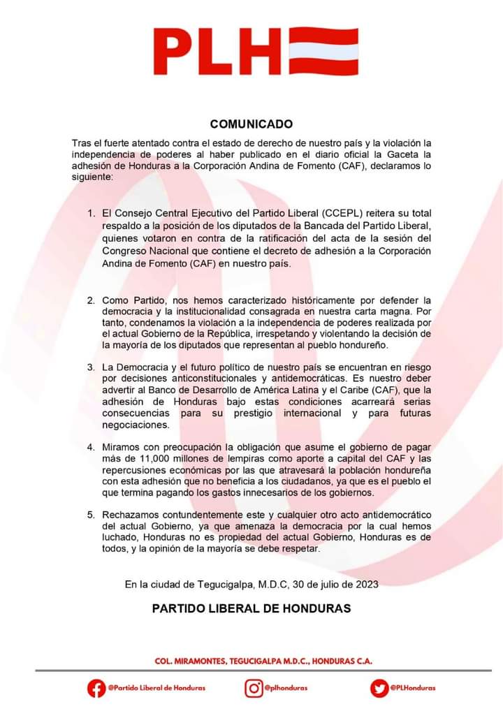 Comunicado del PL