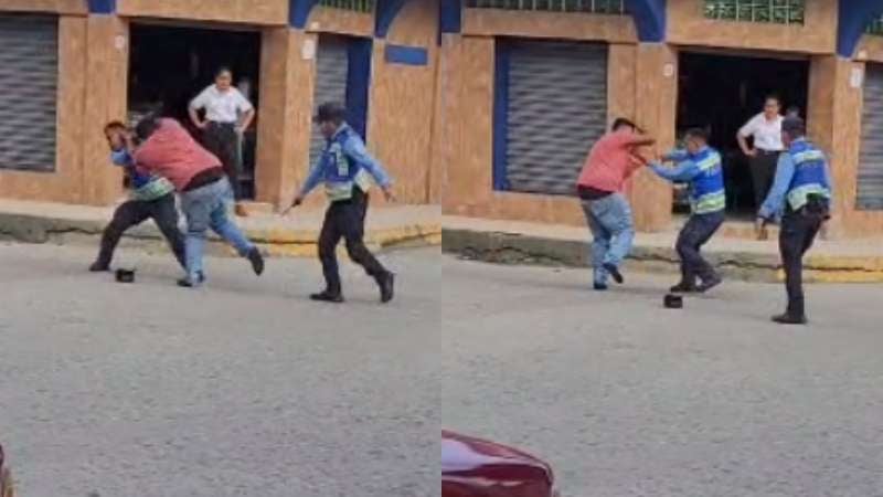 Hombre se pelea con agentes de Policía