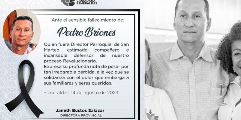 Acribillan a Pedro Briones dirigente del partido ecuatoriano Revolución Ciudadana