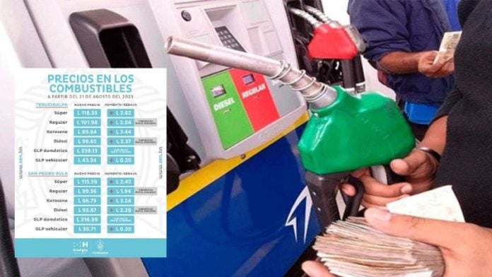 Precio combustibles lunes 21 agosto