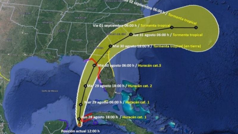 Elevan a categoría 2 al huracán Idalia en el golfo de La Florida