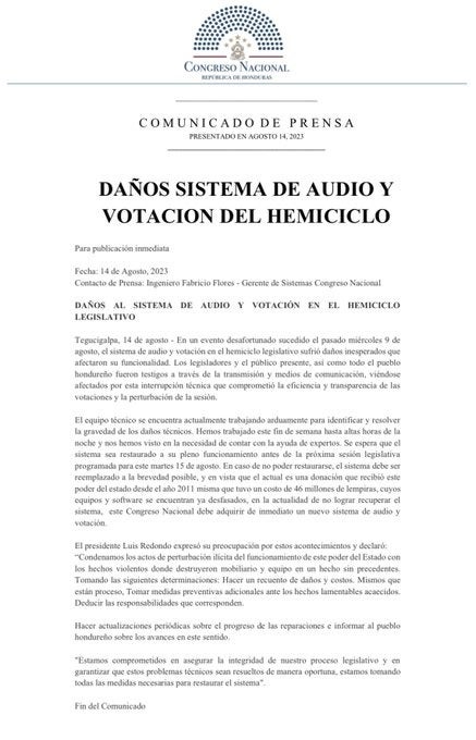 Identifican daños al sistema de audio y votación durante insurrección legislativa