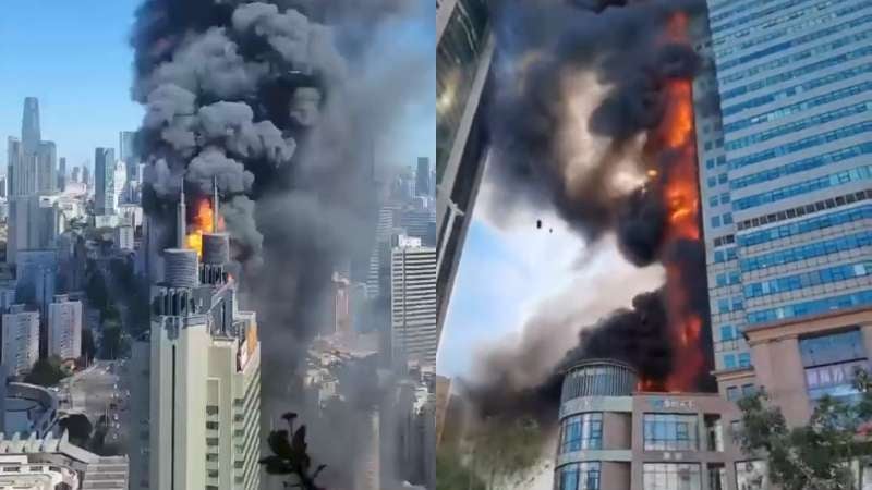 Vídeos de incendio en edificio de China