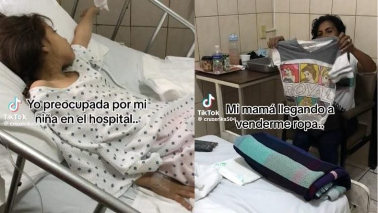 abuela vende ropa en hospital