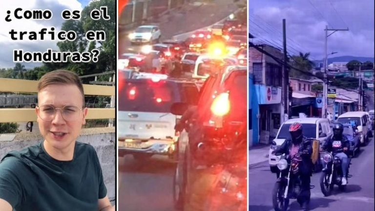 Tiktoker noruego alucina con el tráfico en TGU; graba a «rapidito» rebasando