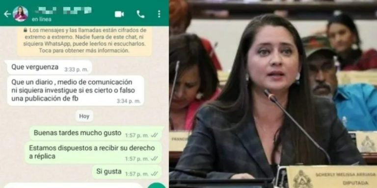 Scherly Arriaga evita ejercer su derecho de réplica tras filtración de chats