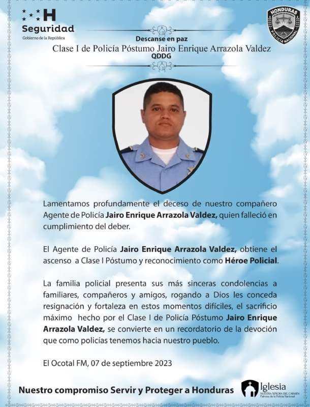 Nota compartida por la Policía Nacional.