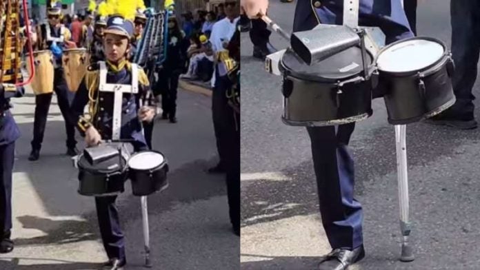 Desfile Olanchito niño con una sola pierna